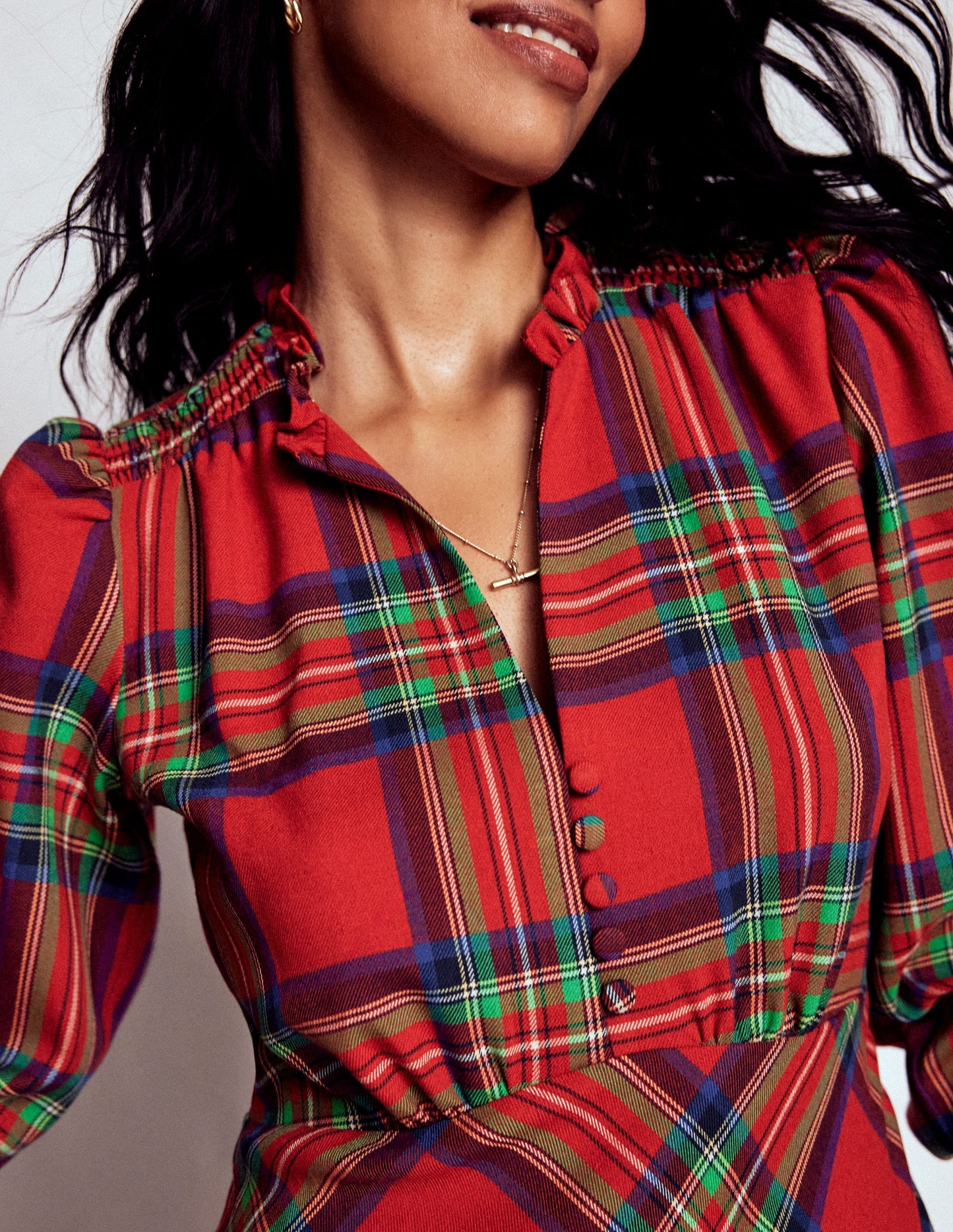 Cassie Check Tea Dress-Red, Blue and Green Check