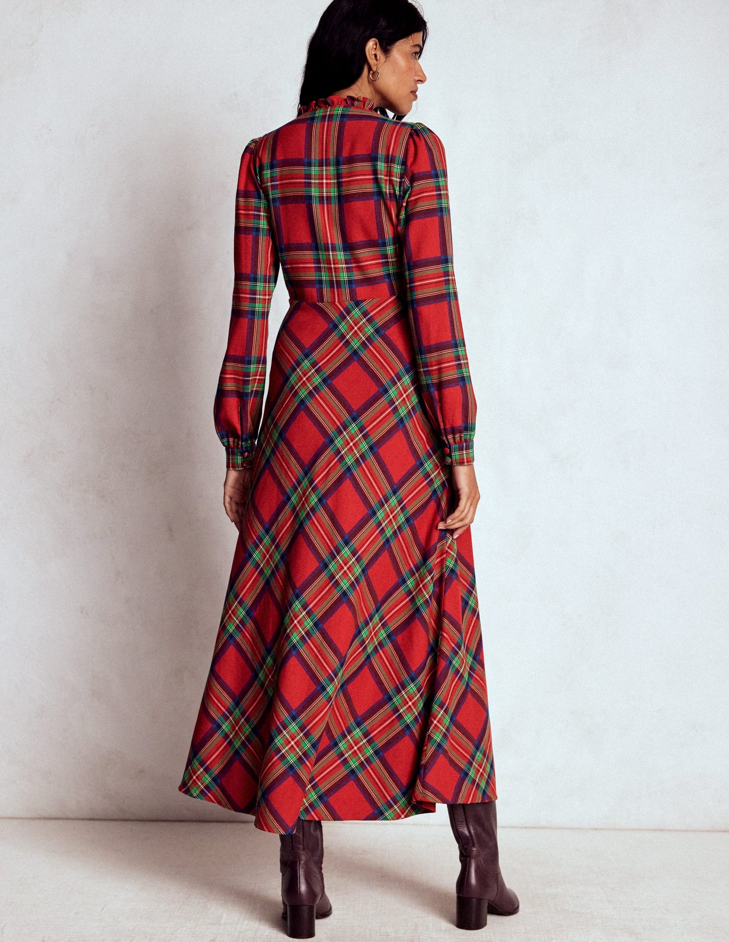 Cassie Check Tea Dress-Red, Blue and Green Check