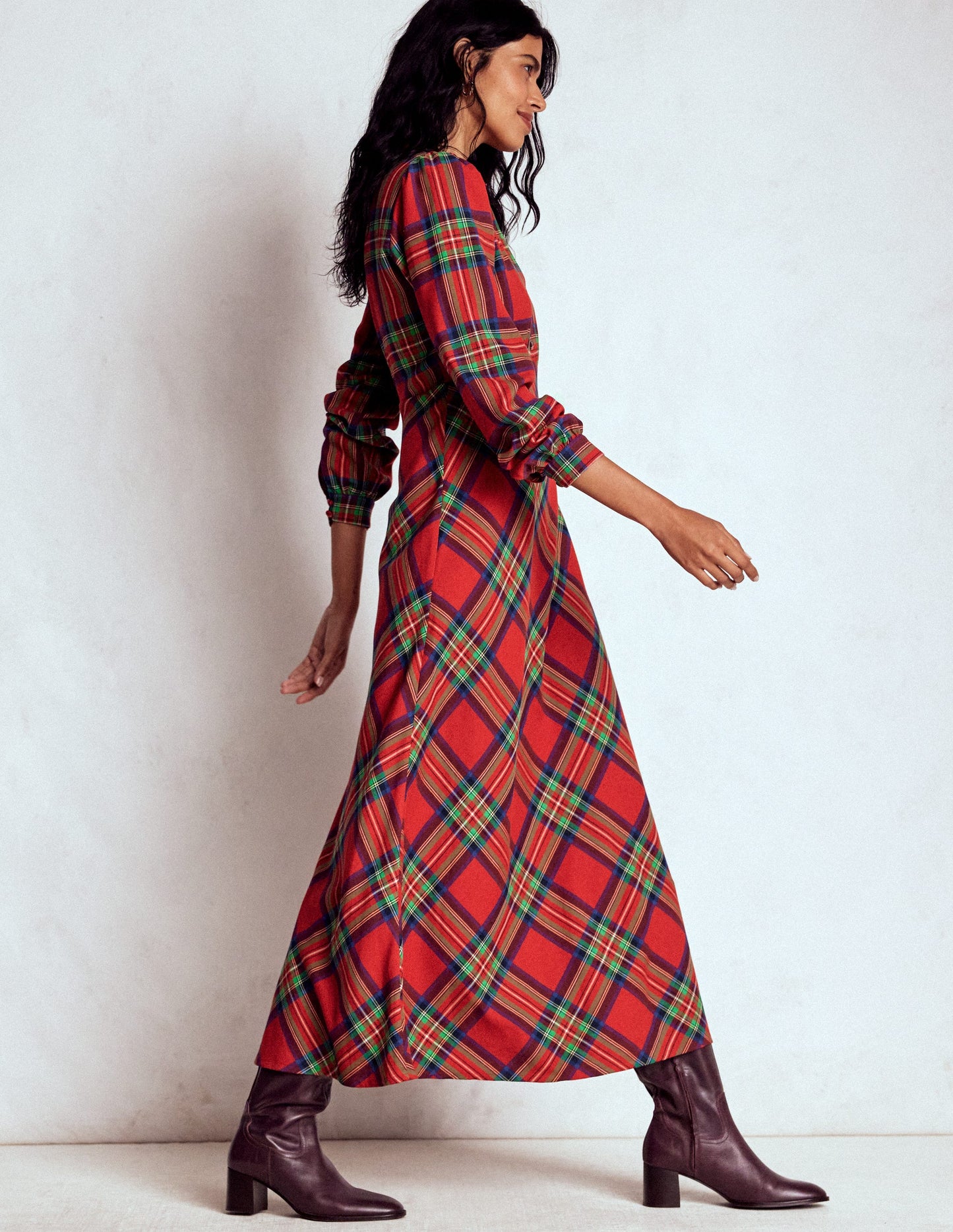 Cassie Check Tea Dress-Red, Blue and Green Check