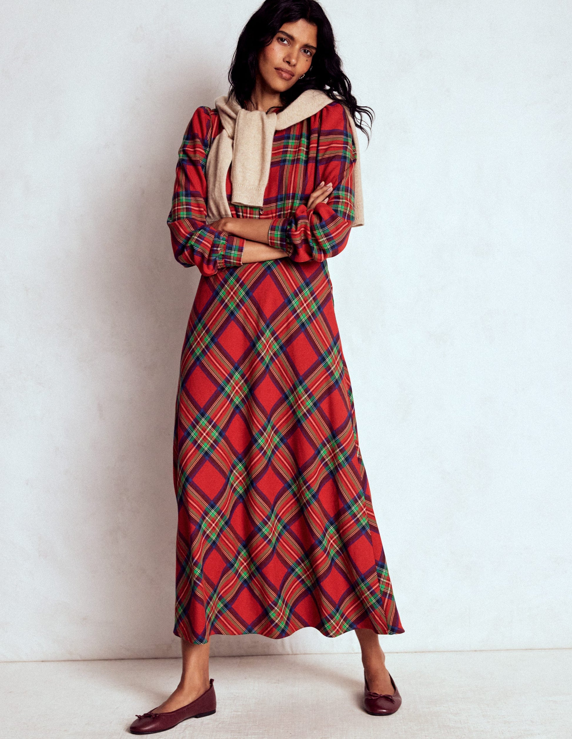 Cassie Check Tea Dress-Red, Blue and Green Check-6