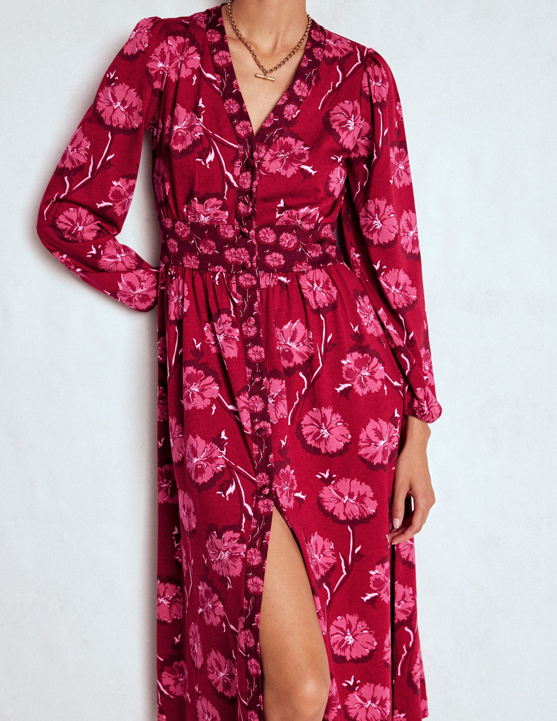 Natalia Long Sleeve Tea Dress-Red, Delicate Carnation | Boden USA Natalia Long Sleeve Tea Dress-Red, Delicate Carnation | Boden USA