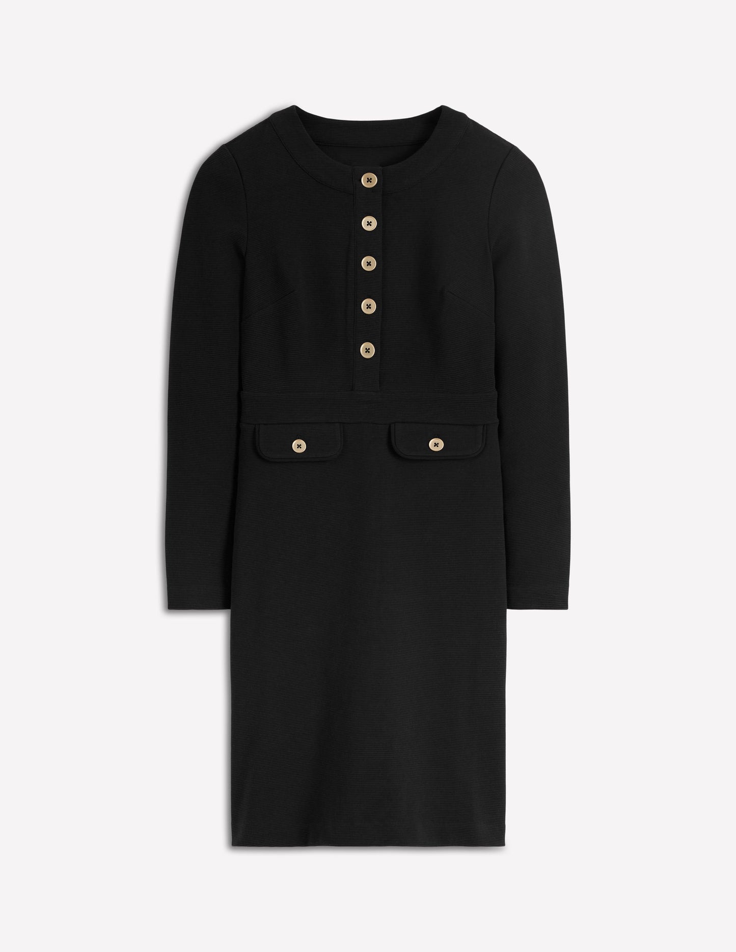 Lavinia Button Shift Dress-Black