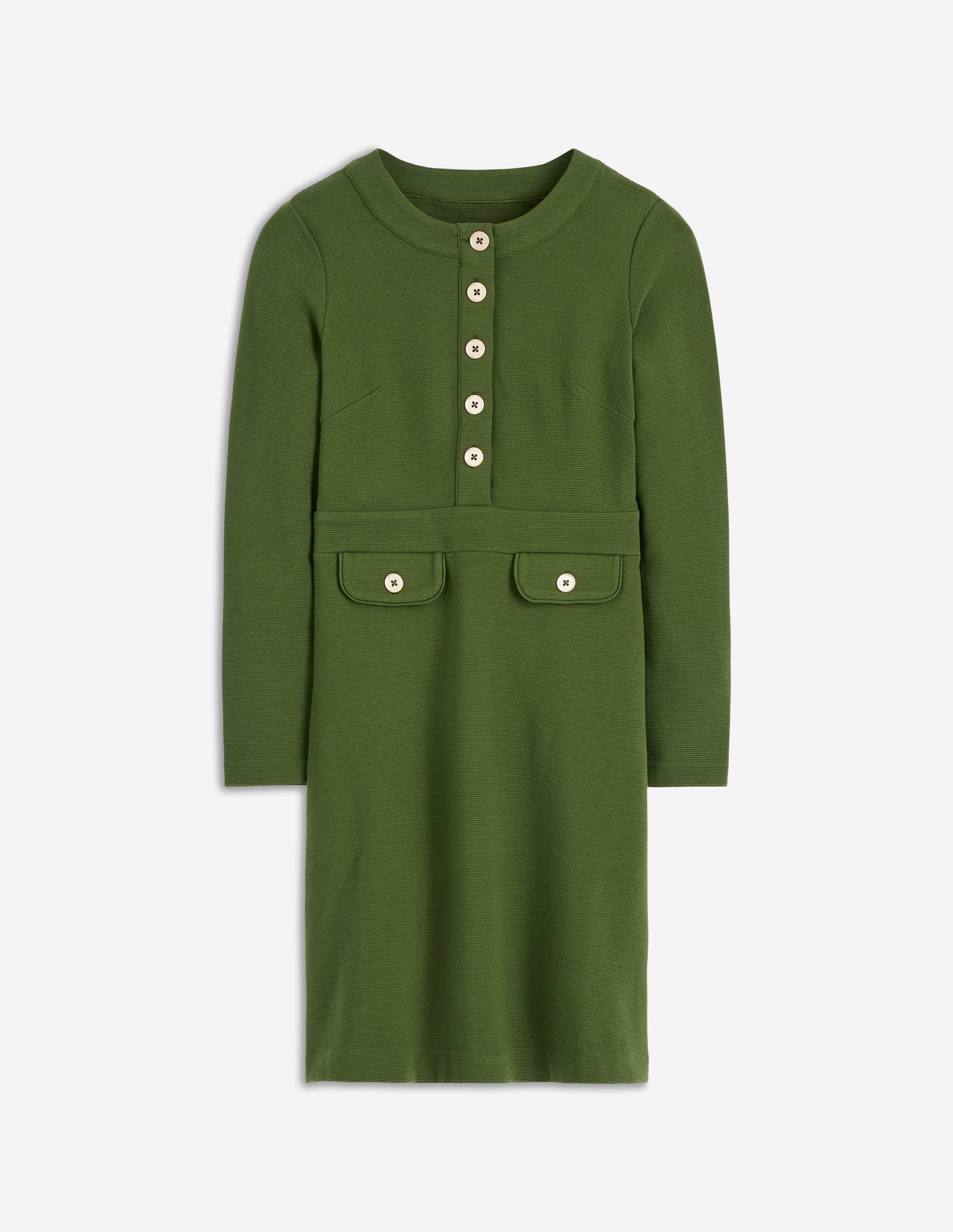 Lavinia Button Shift Dress-Douglas Fir-5