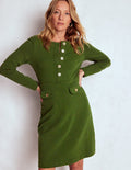Lavinia Button Shift Dress-Douglas Fir