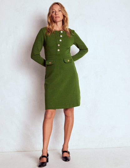 Lavinia Button Shift Dress-Douglas Fir-4