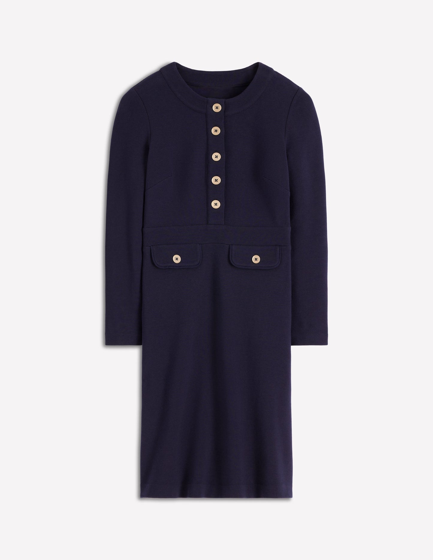 Lavinia Button Shift Dress-Navy