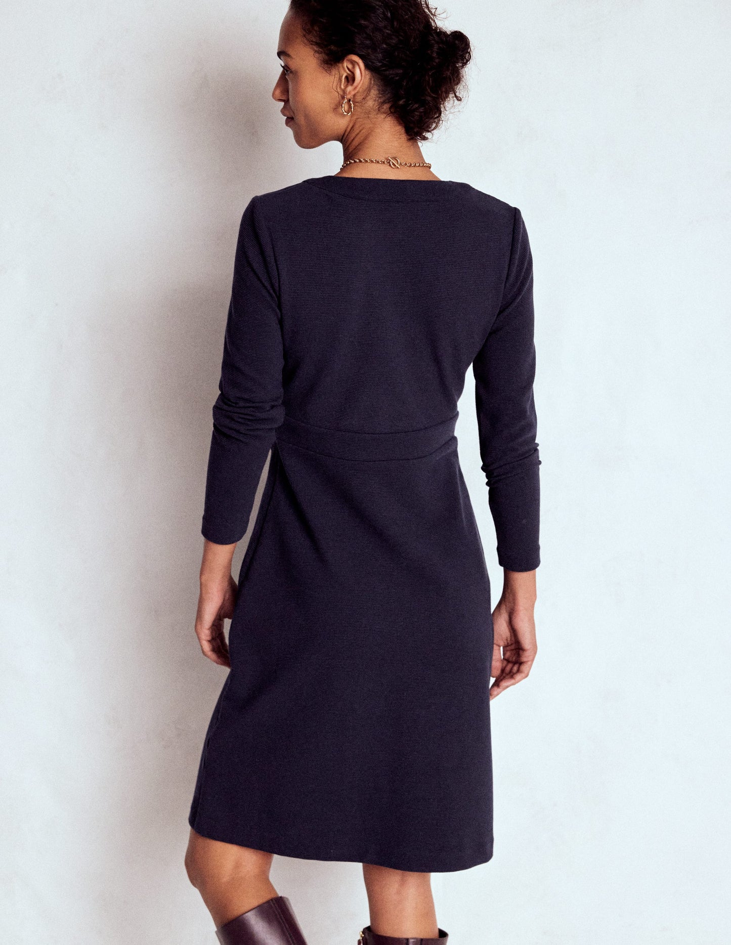 Lavinia Button Shift Dress-Navy