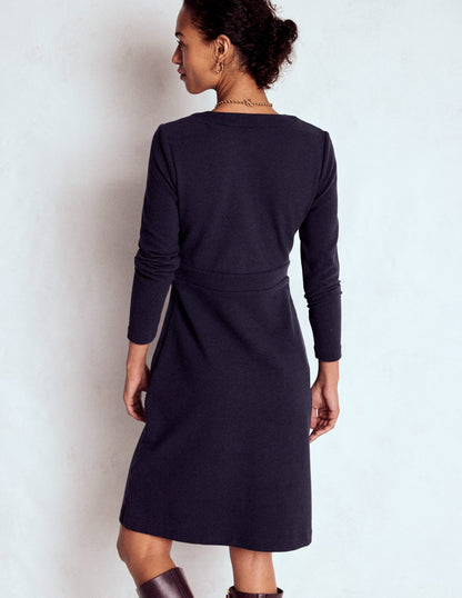 Lavinia Button Shift Dress-Navy-3