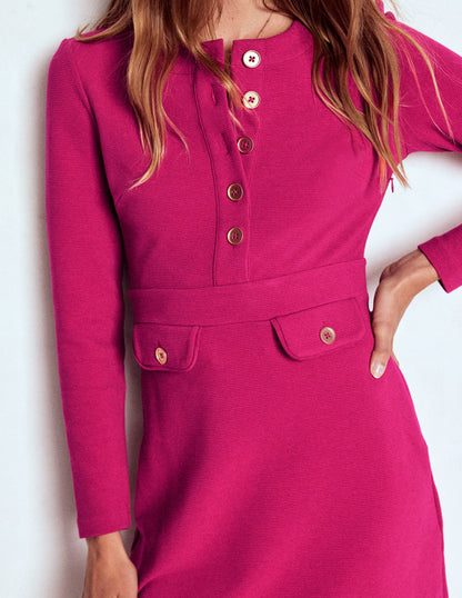 Lavinia Button Shift Dress-Vibrant Pink-2