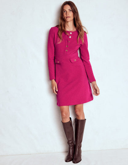 Lavinia Button Shift Dress-Vibrant Pink-4