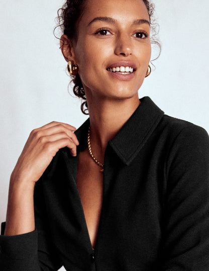 Cam Zip-up Ottoman Dress-Black-2