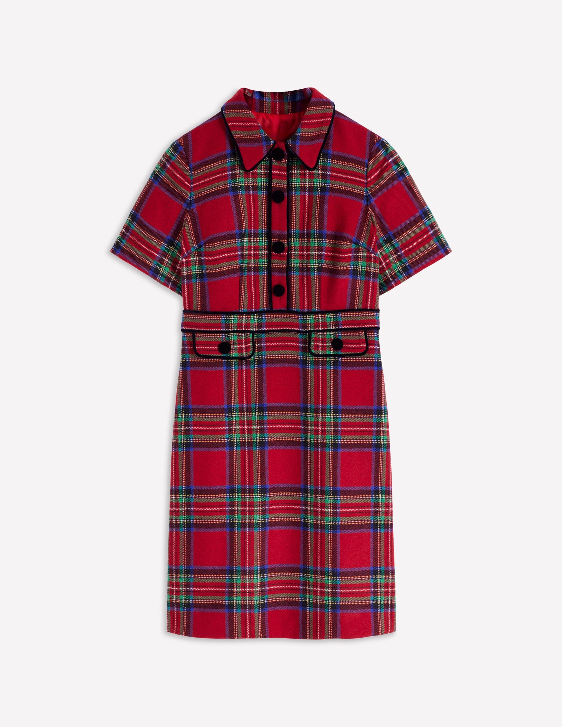 Eda Check Shift Dress-Red, Blue and Green Check-6