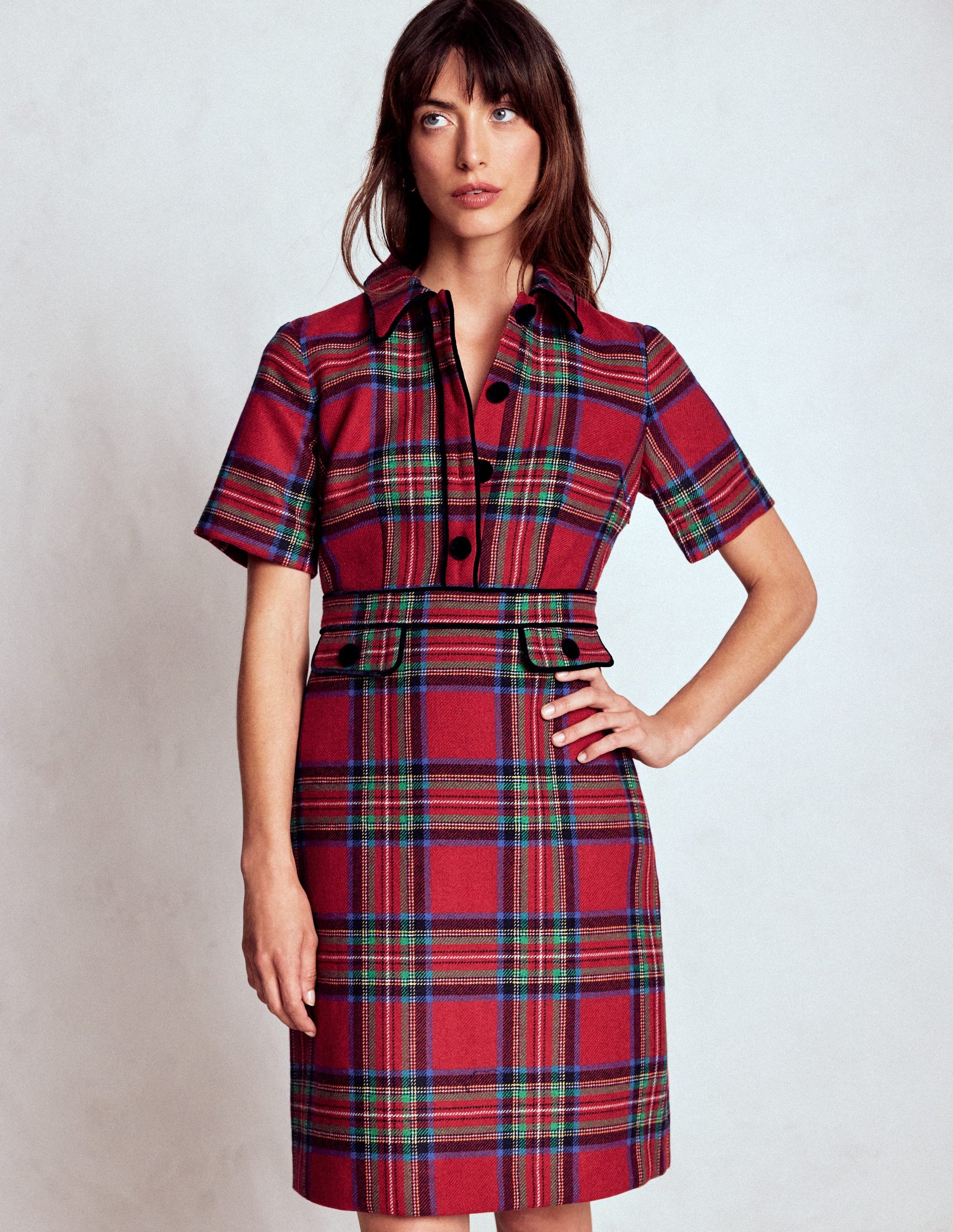 Boden Women's Eda Check Shift Dress in Red | Size 16/18 Boden Women's Eda Check Shift Dress in Red | Size 16/18