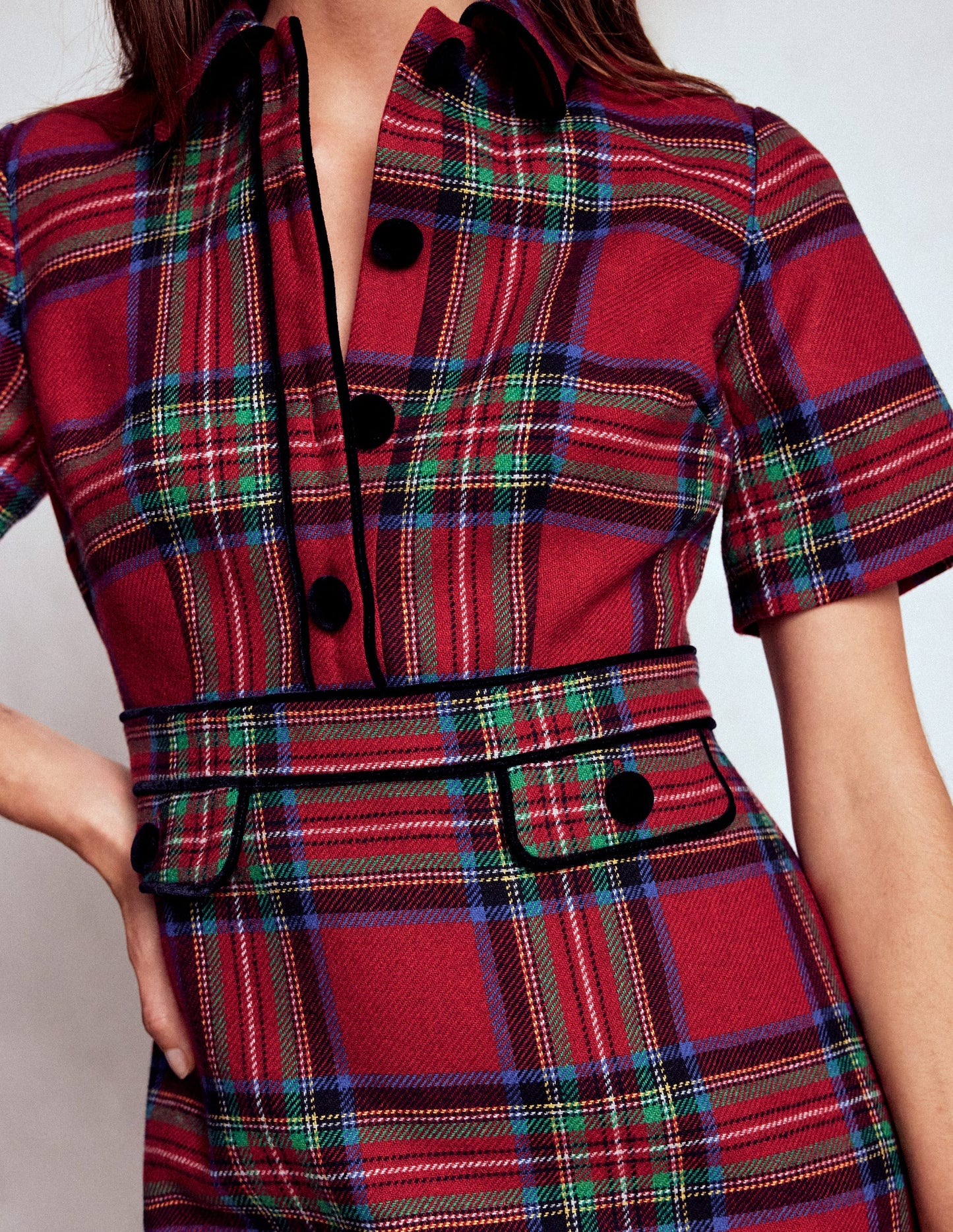 Eda Check Shift Dress-Red, Blue and Green Check