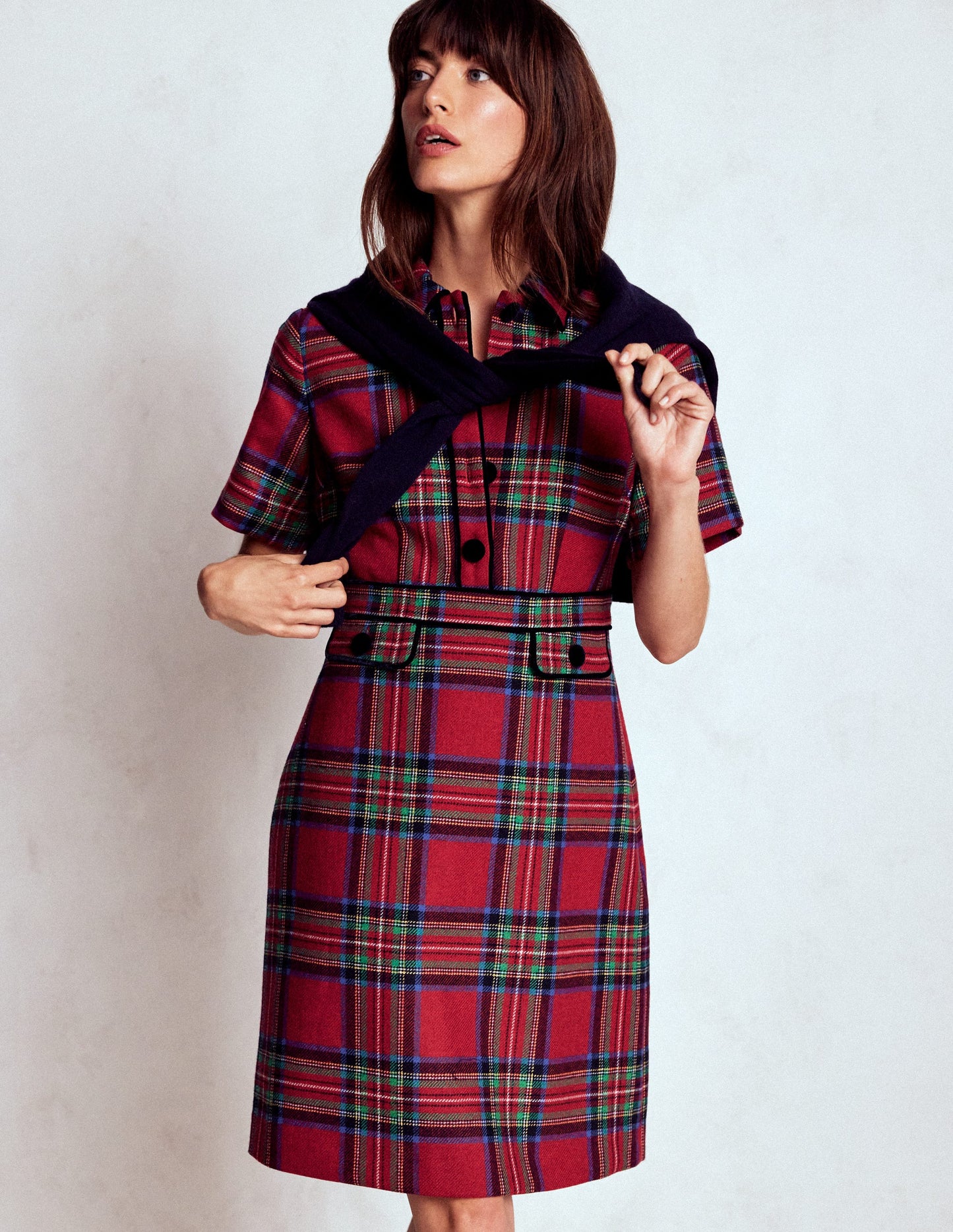 Eda Check Shift Dress-Red, Blue and Green Check