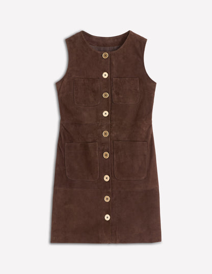 Evelyn Suede Shift Dress-Dark Chocolate-7