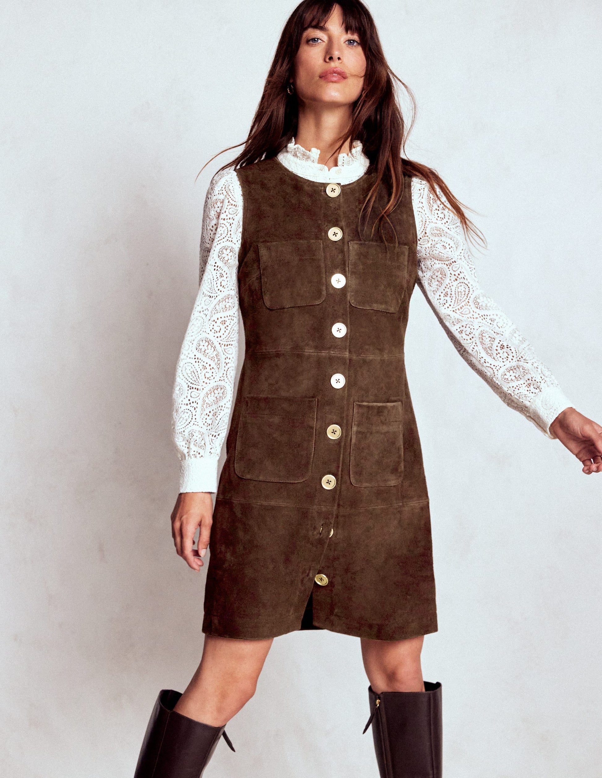 Evelyn Suede Shift Dress-Dark Chocolate Evelyn Suede Shift Dress-Dark Chocolate