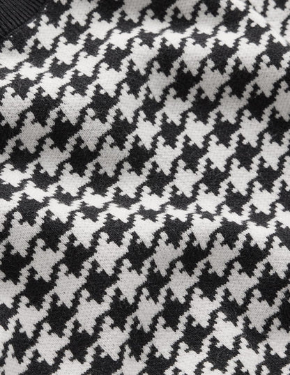 Maria Button Knitted Dress-Black and Ivory Dogstooth-7