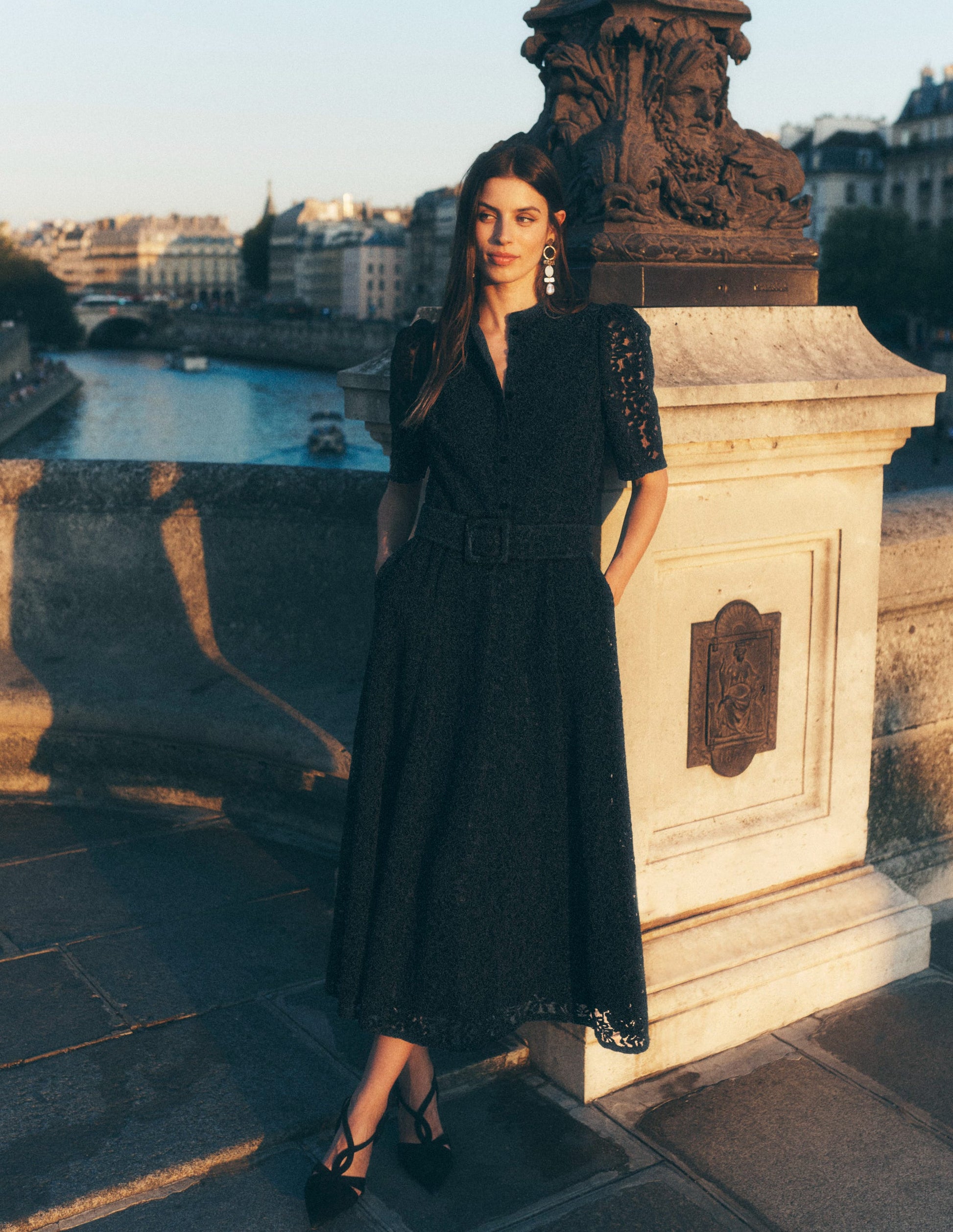 Kate Puff Sleeve Lace Dress-Black | Boden USA Kate Puff Sleeve Lace Dress-Black | Boden USA