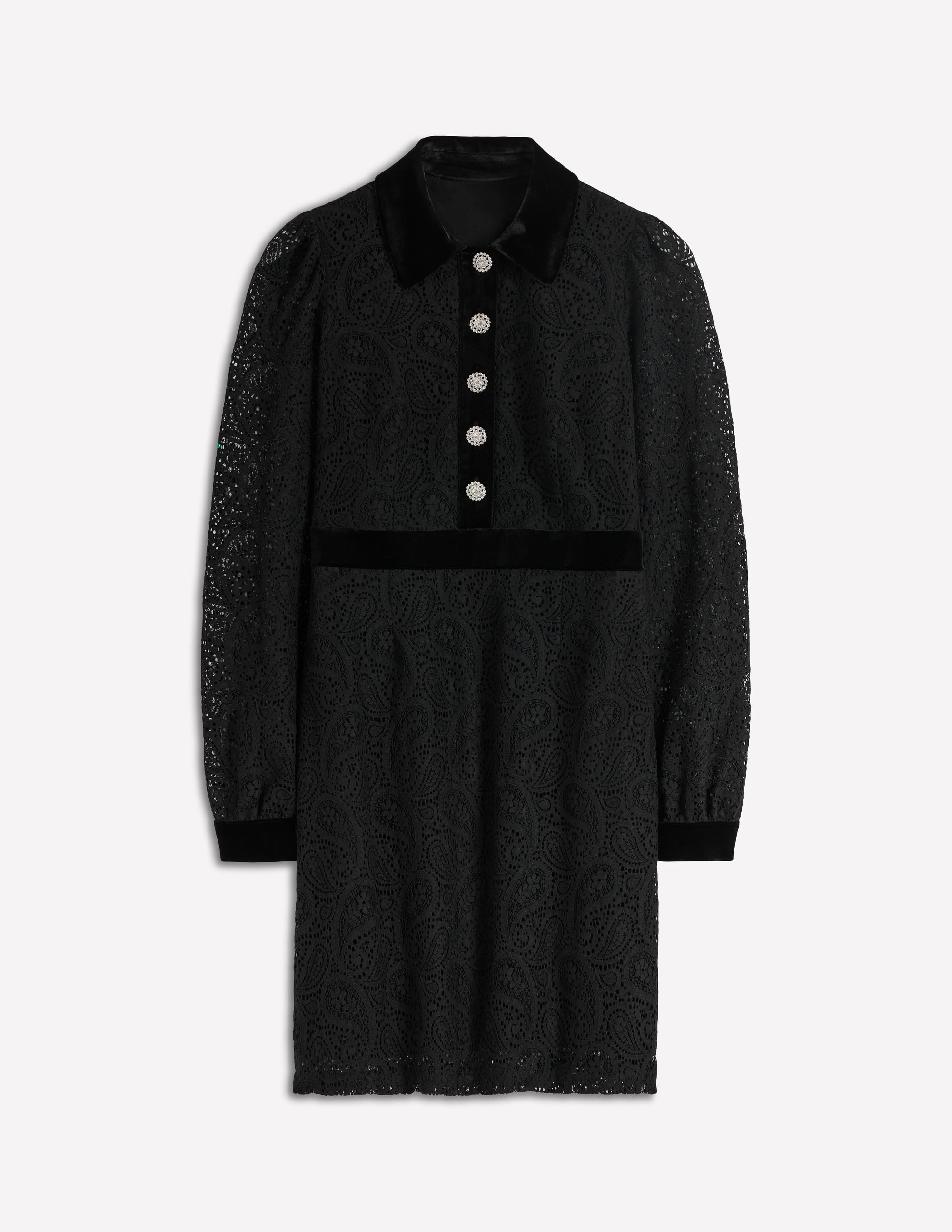black lace button up dress Black Lace Dress - Long Sleeve Dress - Black Trumpet Hem Dress