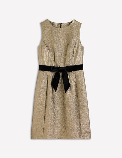 Gold Metallic Shift Dress-Gold Metallic-7