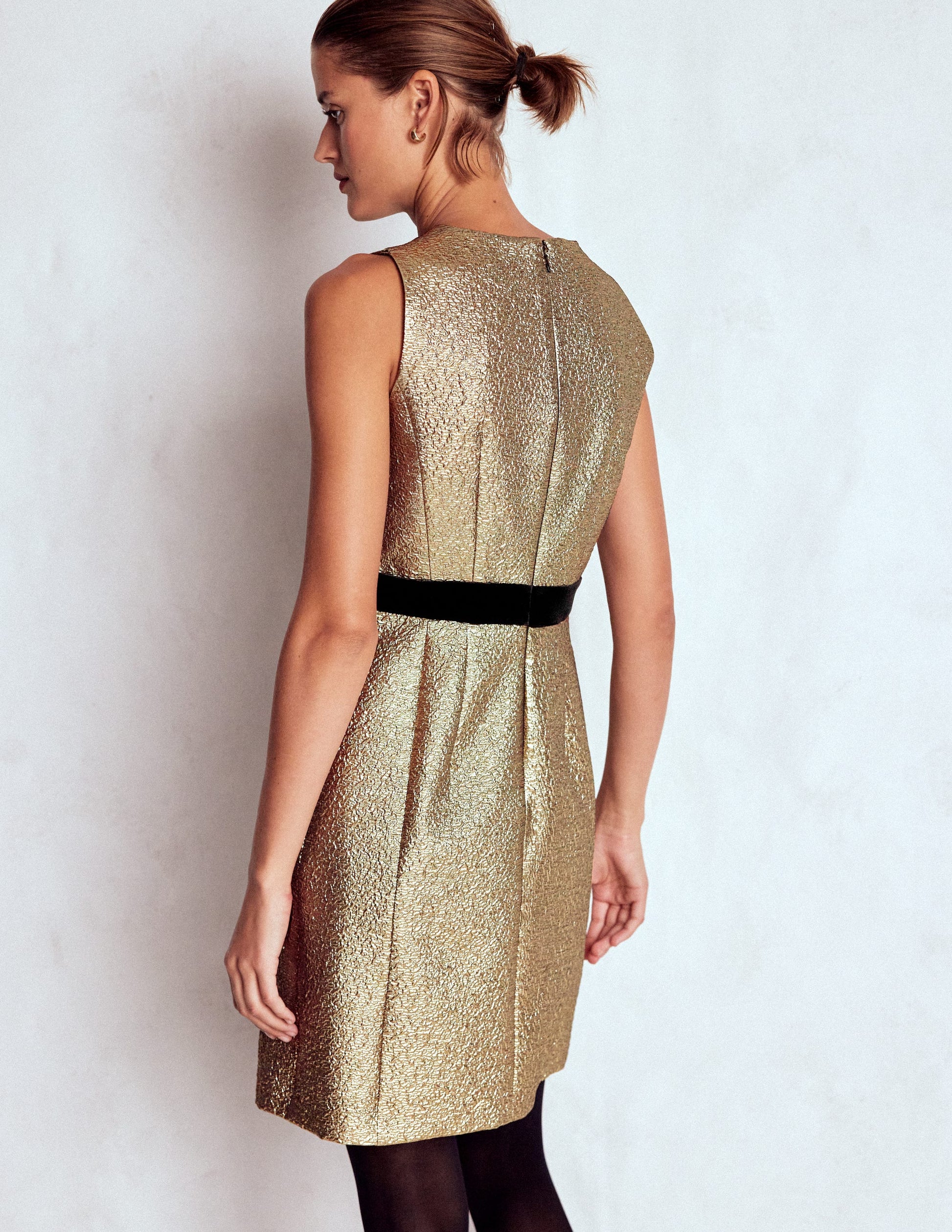 Boden Women's Gold Metallic Shift Dress | Size 6 Boden Women's Gold Metallic Shift Dress | Size 6