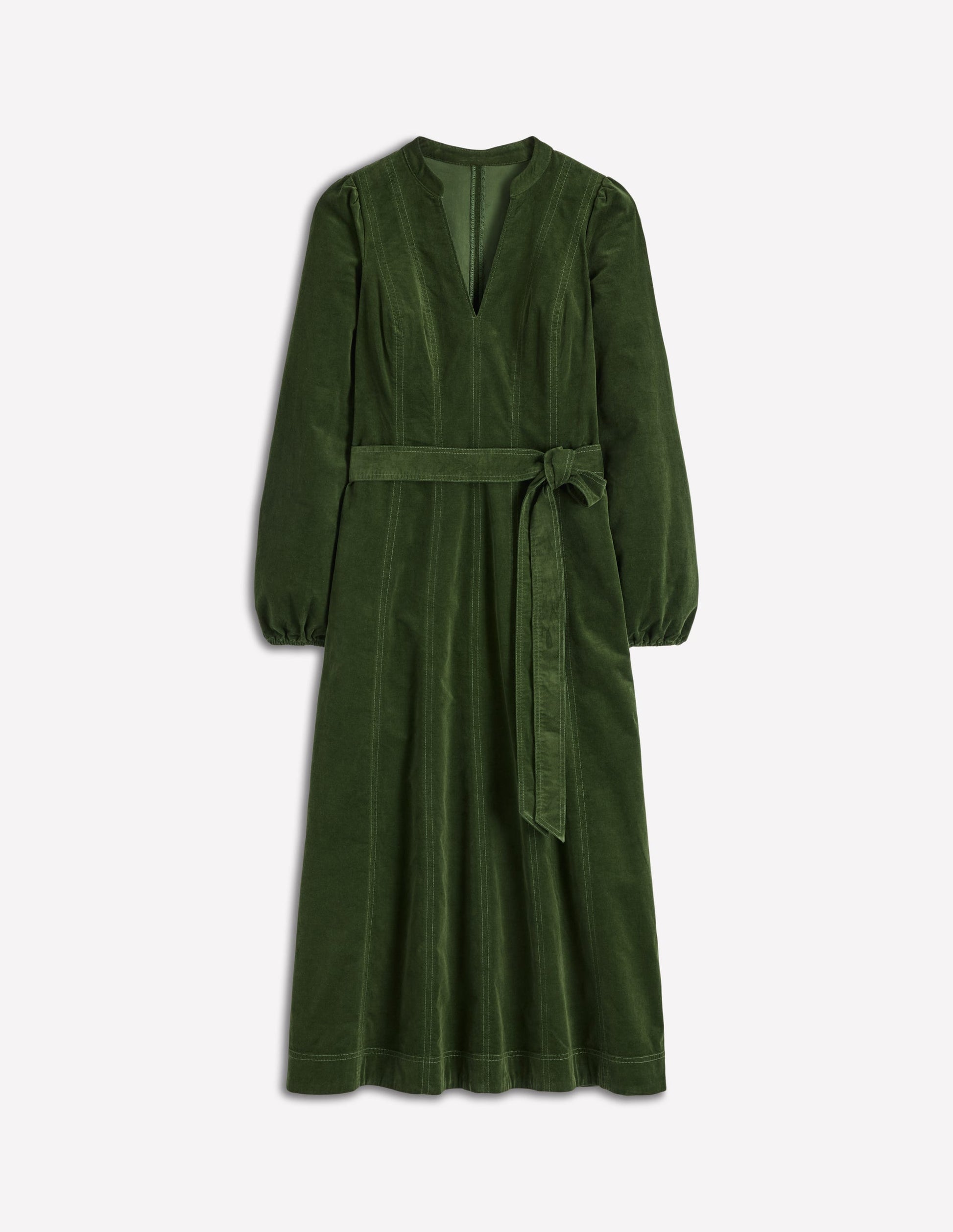 Ros Panelled Cord Midi Dress-Green Fir-7