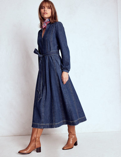 Ros Panelled Denim Midi Dress-Indigo Denim-5