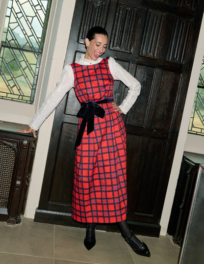 Scoop Back Check Dress-Red, Navy and Purple Check-5