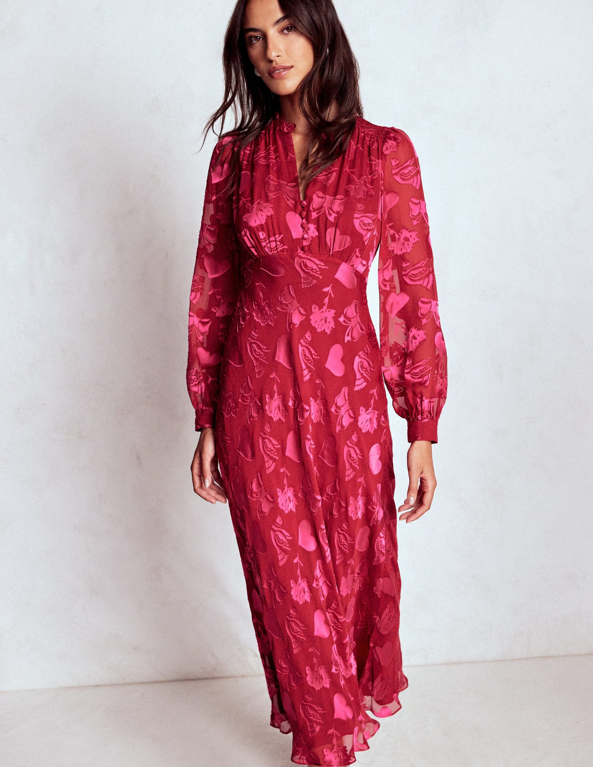 Cassie Devore Midi Tea Dress-Pink Peony, Dainty Medley-1