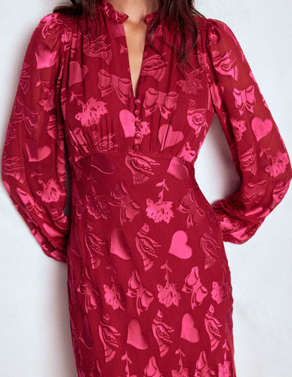 Cassie Devore Midi Tea Dress-Pink Peony, Dainty Medley-2