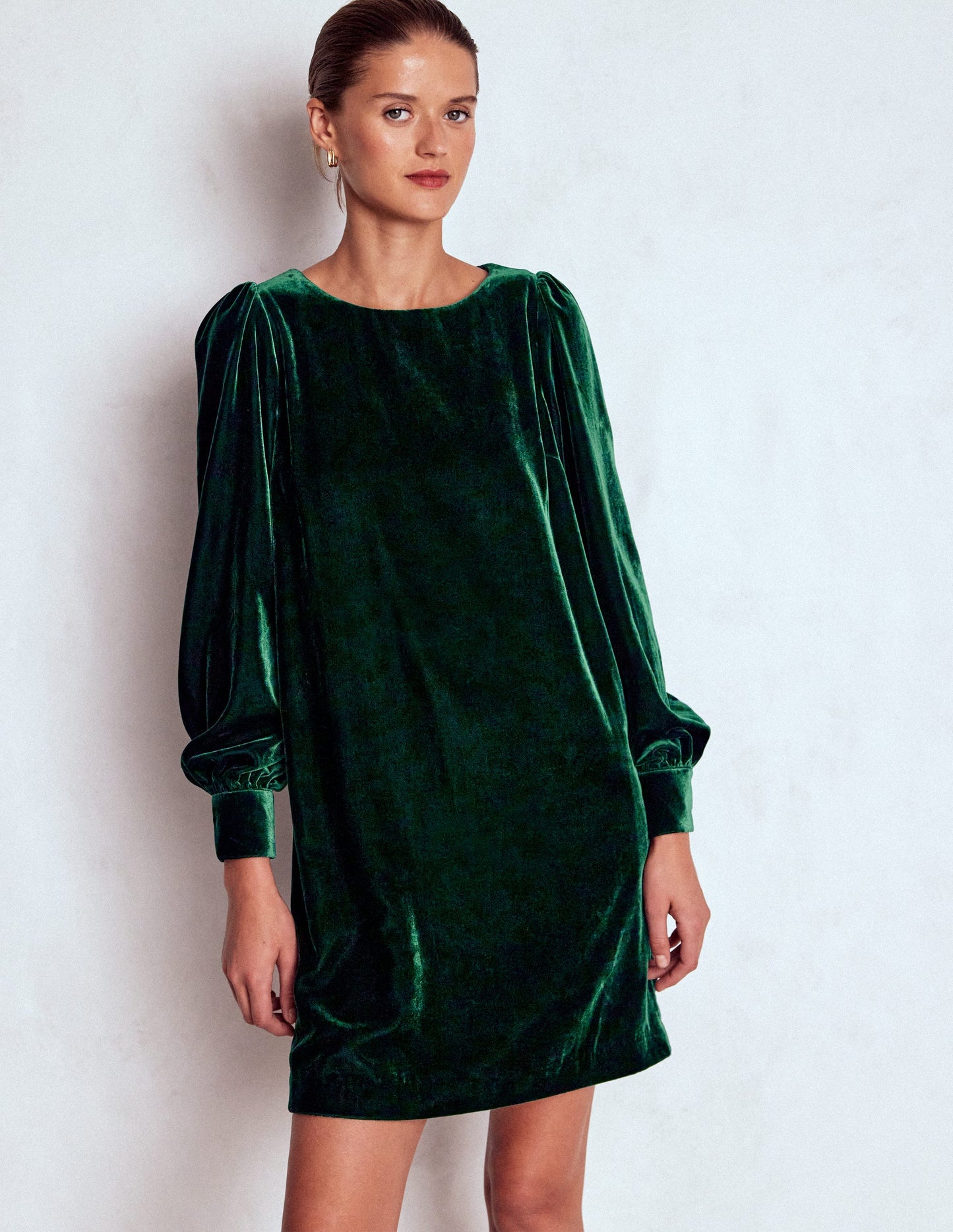 Estella Velvet Shift Dress-Emerald Night