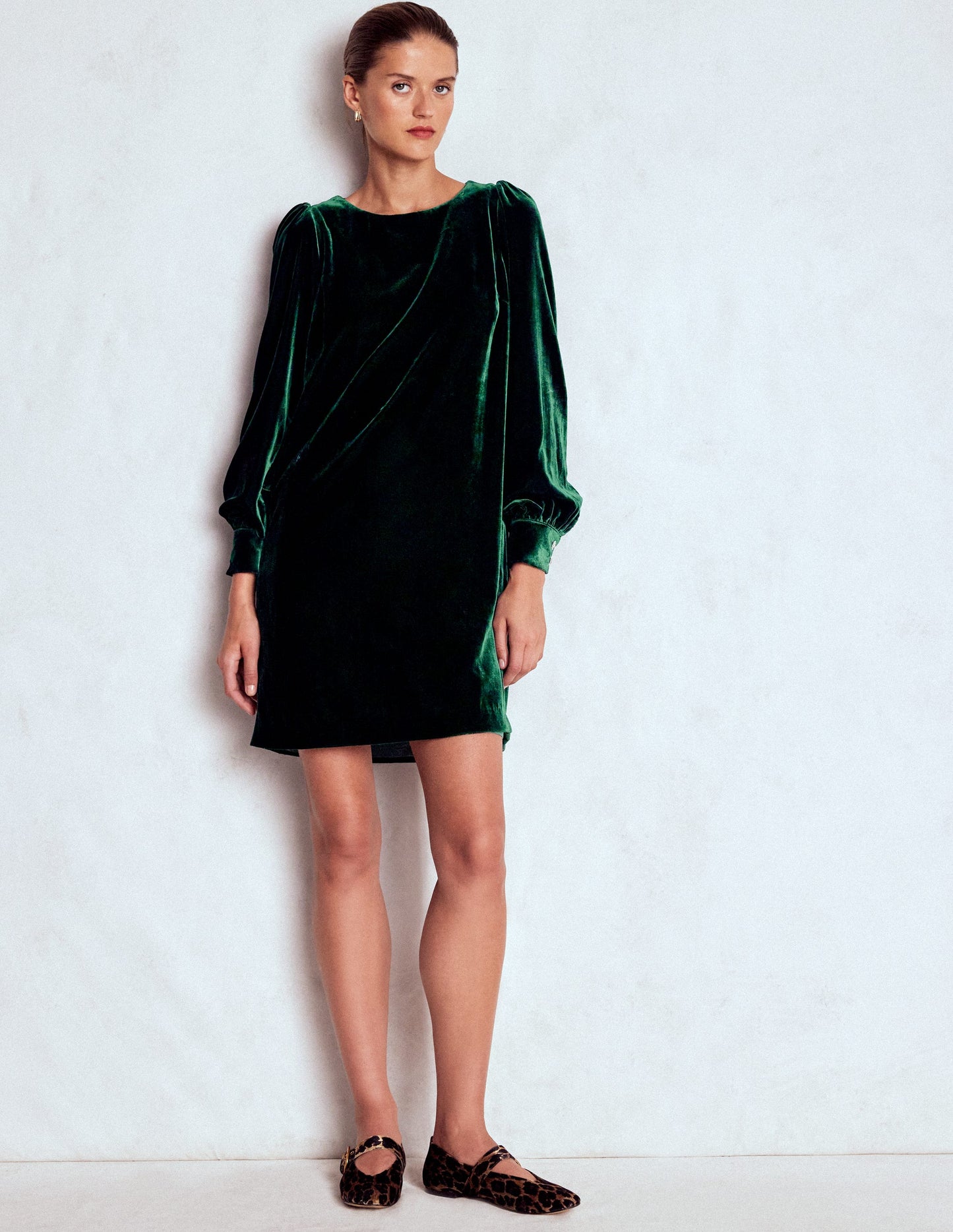 Estella Velvet Shift Dress-Emerald Night