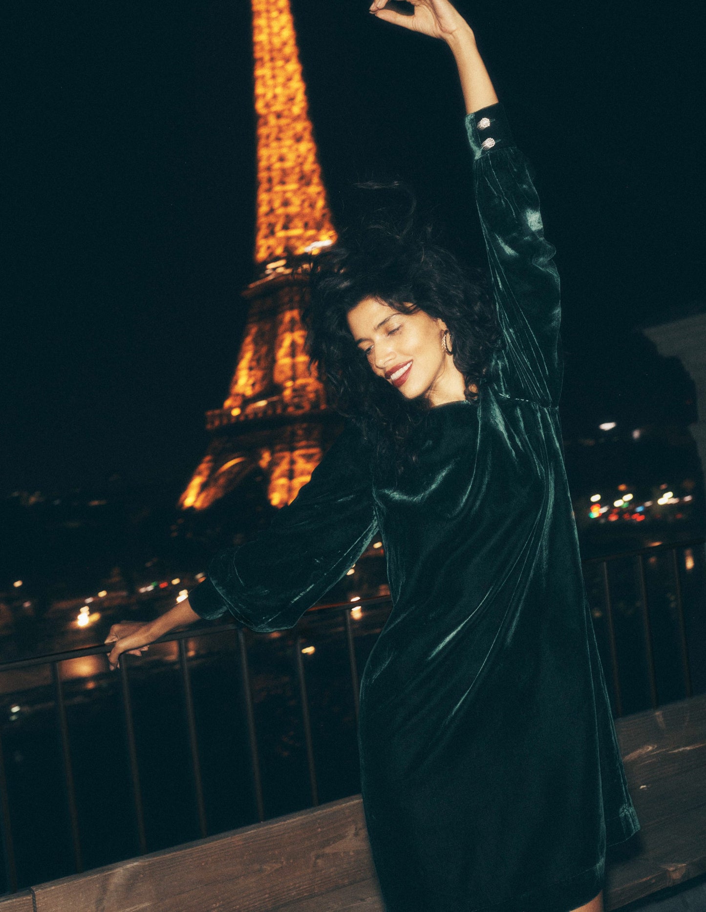 Estella Velvet Shift Dress-Emerald Night