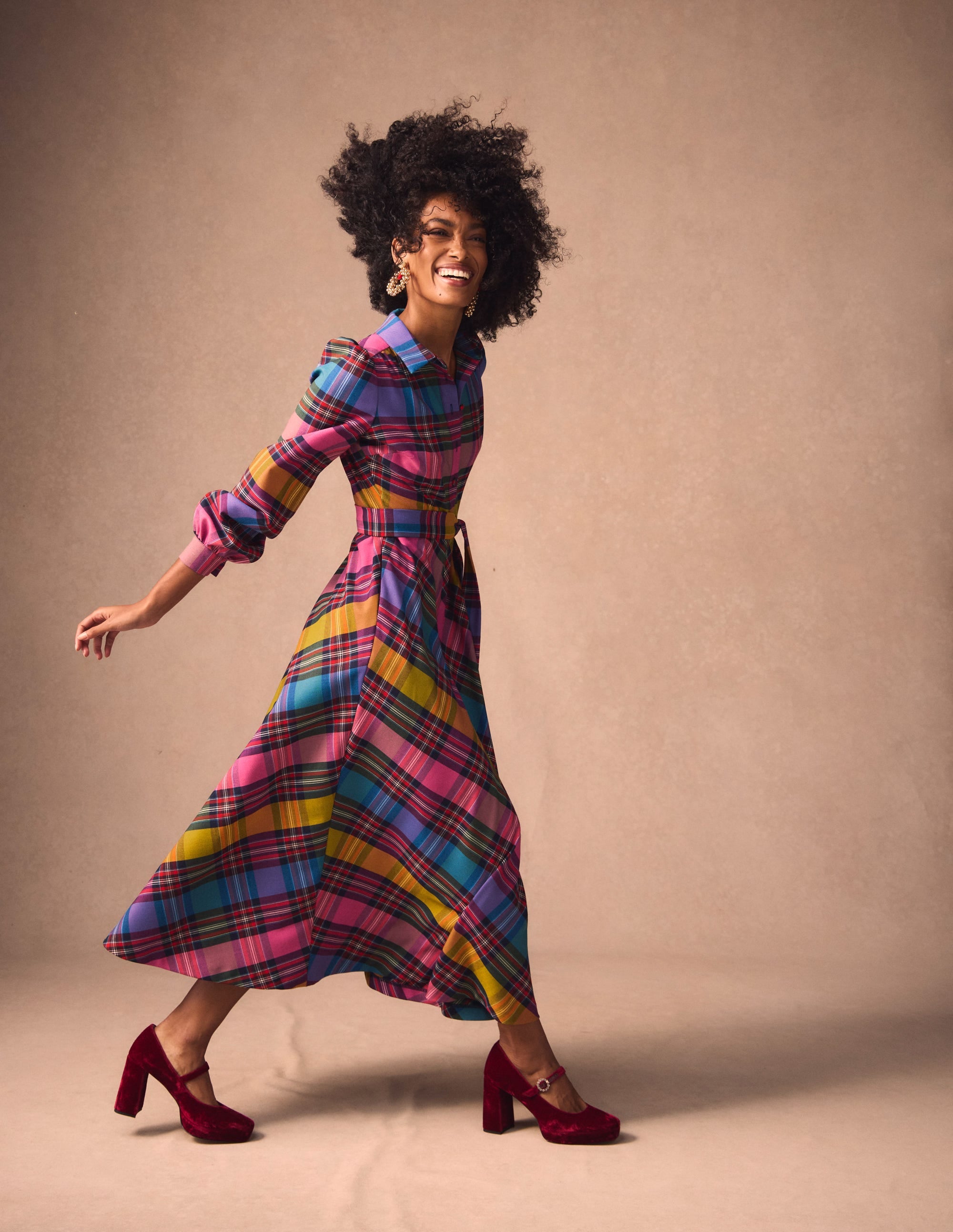 Vivienne Check Midi Dress-Multi, Blanket Check - Image 1