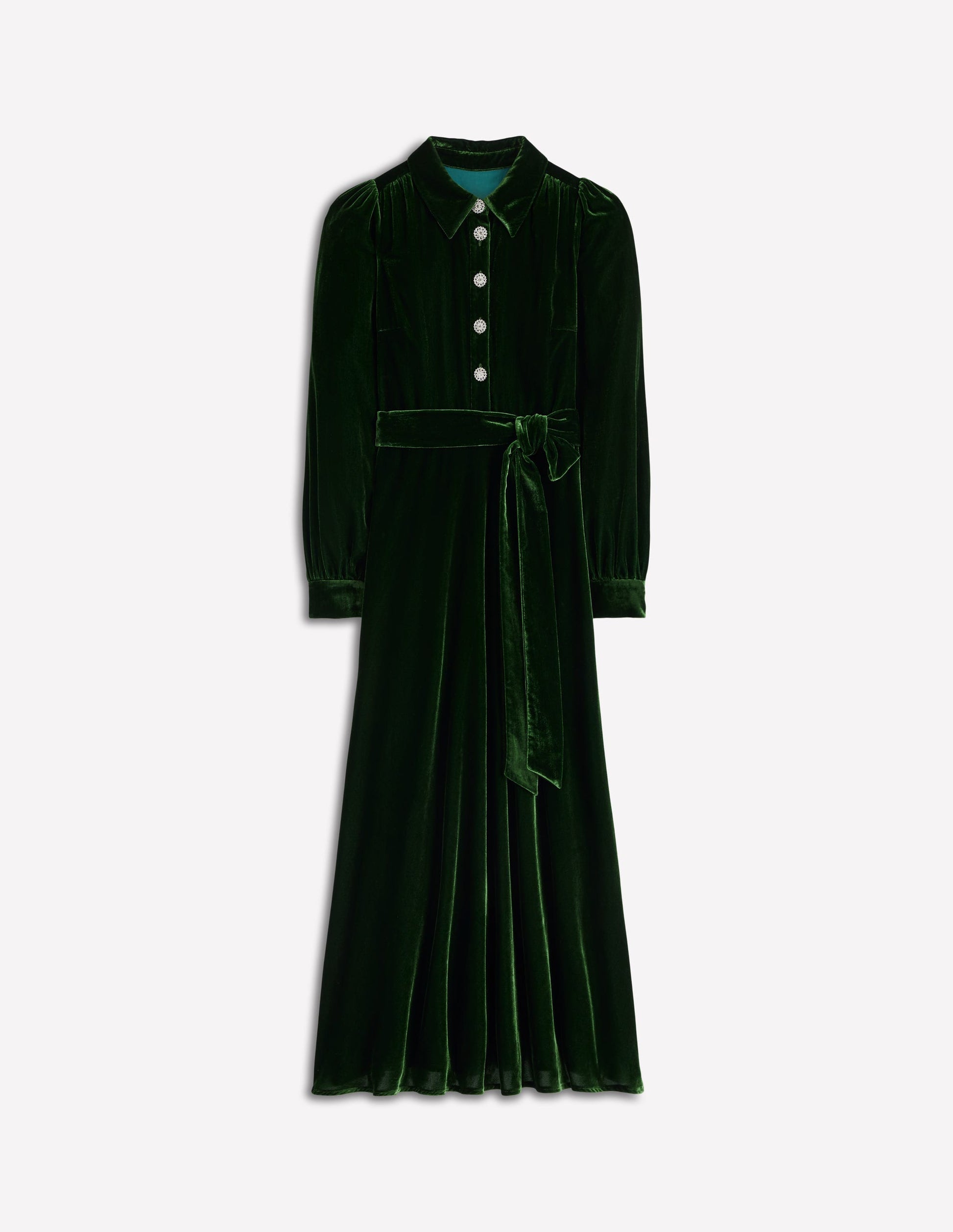 Vivienne Velvet Midi Dress-Green Fir | Boden USA Vivienne Velvet Midi Dress-Green Fir | Boden USA