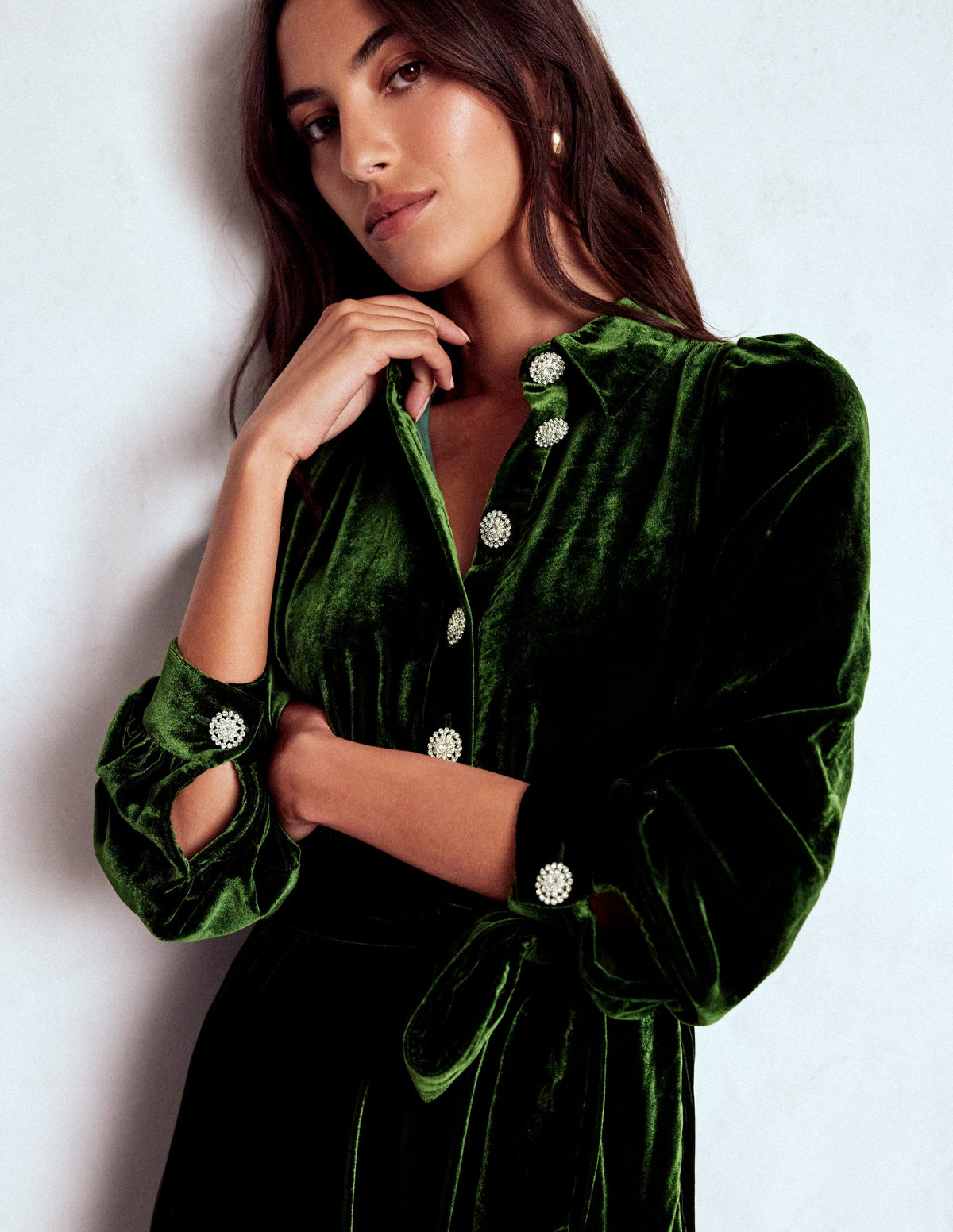 Vivienne Velvet Midi Dress-Green Fir - Image 2