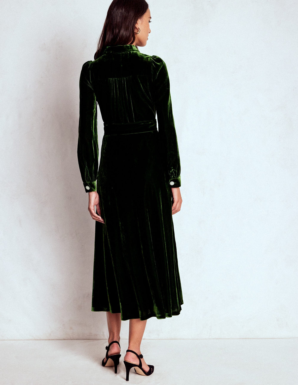 Vivienne Velvet Midi Dress-Green Fir - Image 3