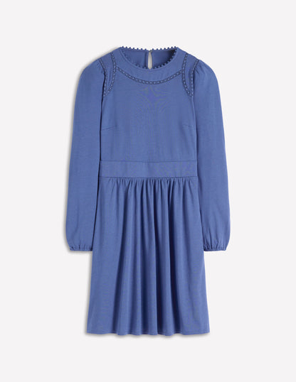 Mila Short Jersey Dress-Denim Blue-5