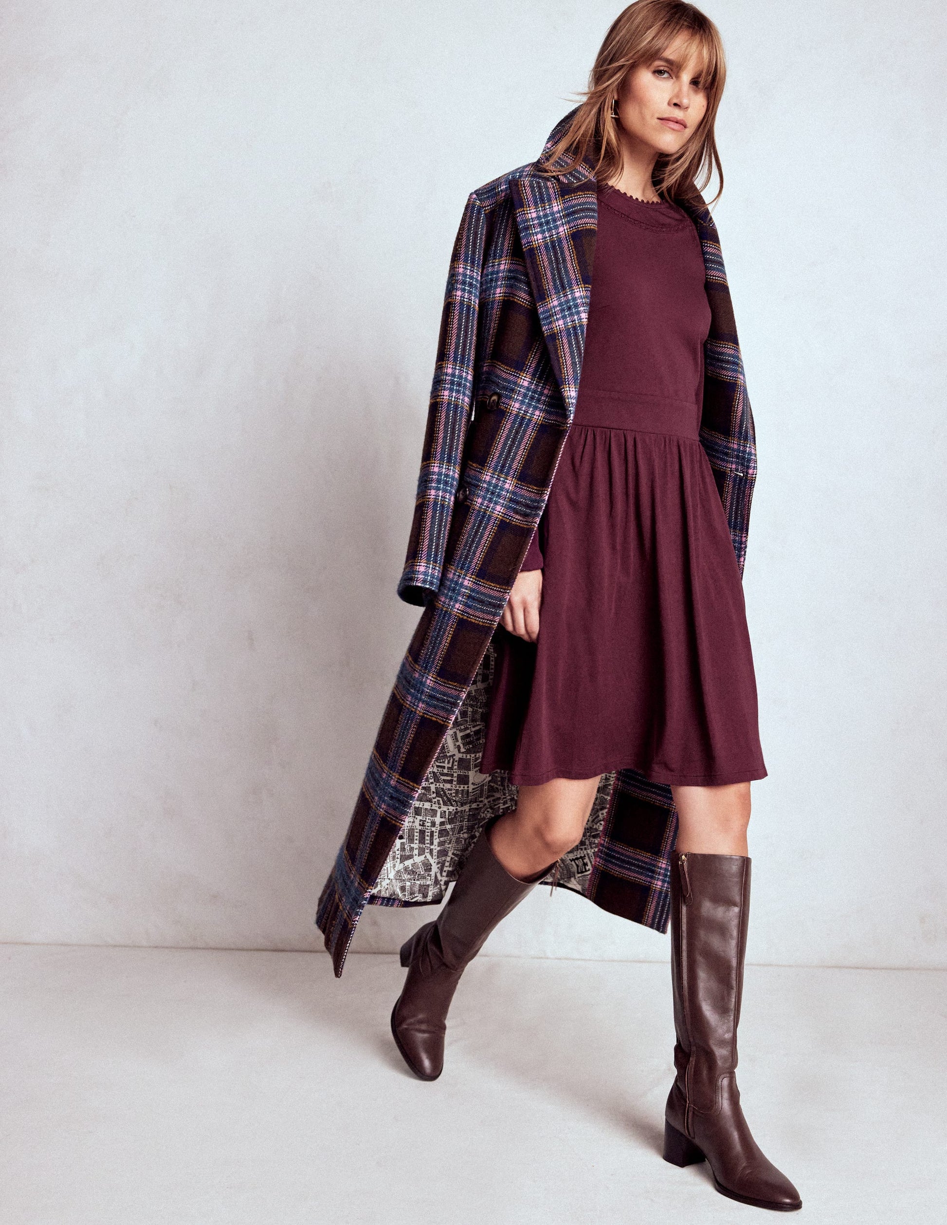 Mila Short Jersey Dress-Dark Cherry-1