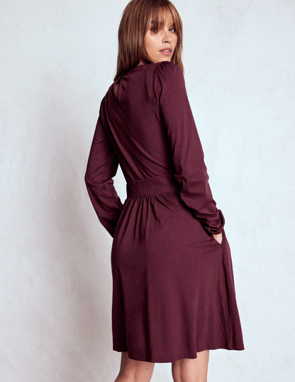Mila Short Jersey Dress-Dark Cherry-3