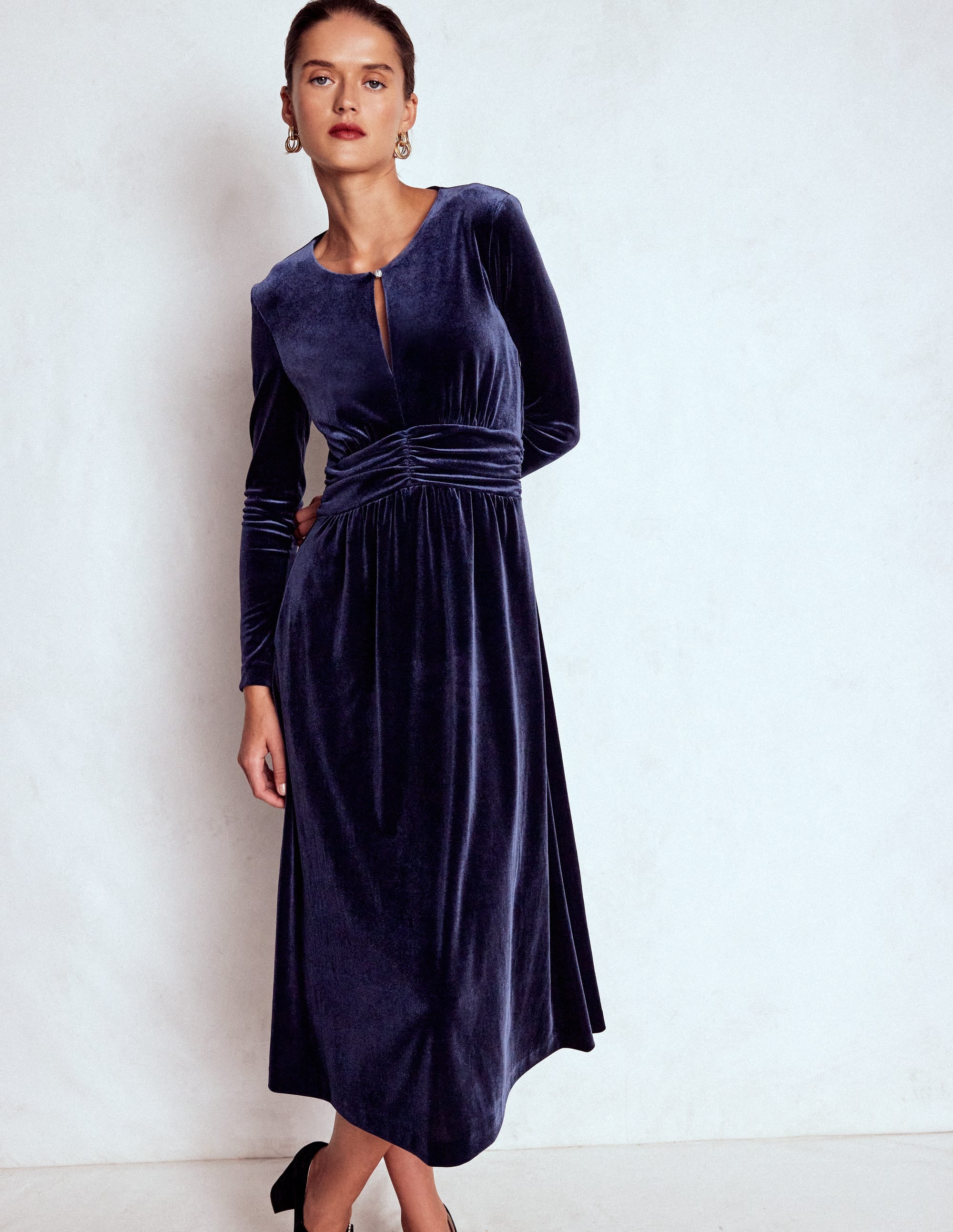 Tilda Velvet Midi Dress - Navy | Boden USA