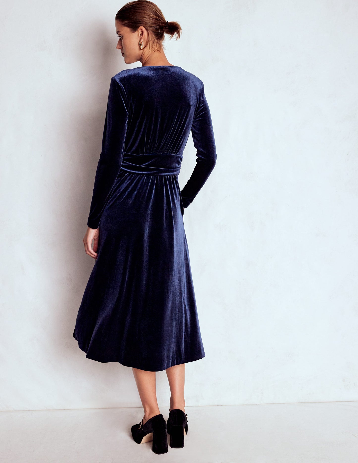 Tilda Velvet Midi Dress-Navy