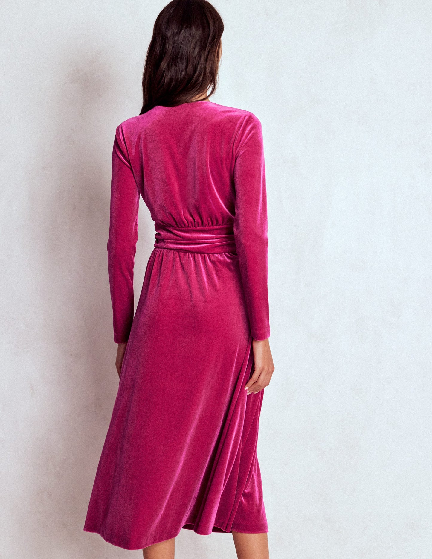 Tilda Velvet Midi Dress-Vibrant Pink
