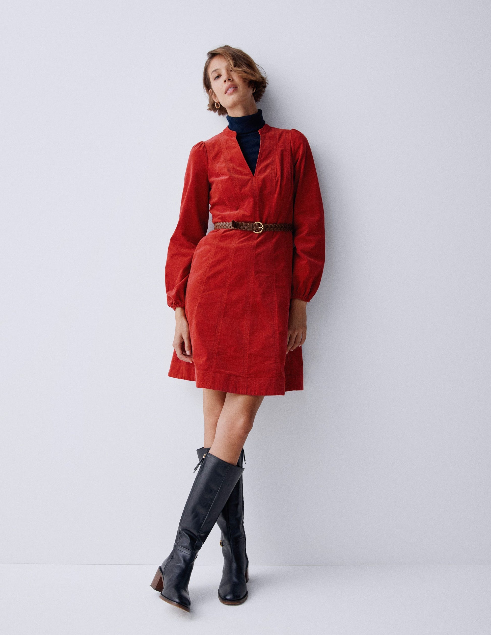 short crimson dress Crimson Red Gajji Silk Short Dress with Ruffle & Waist Belt for Manifestation