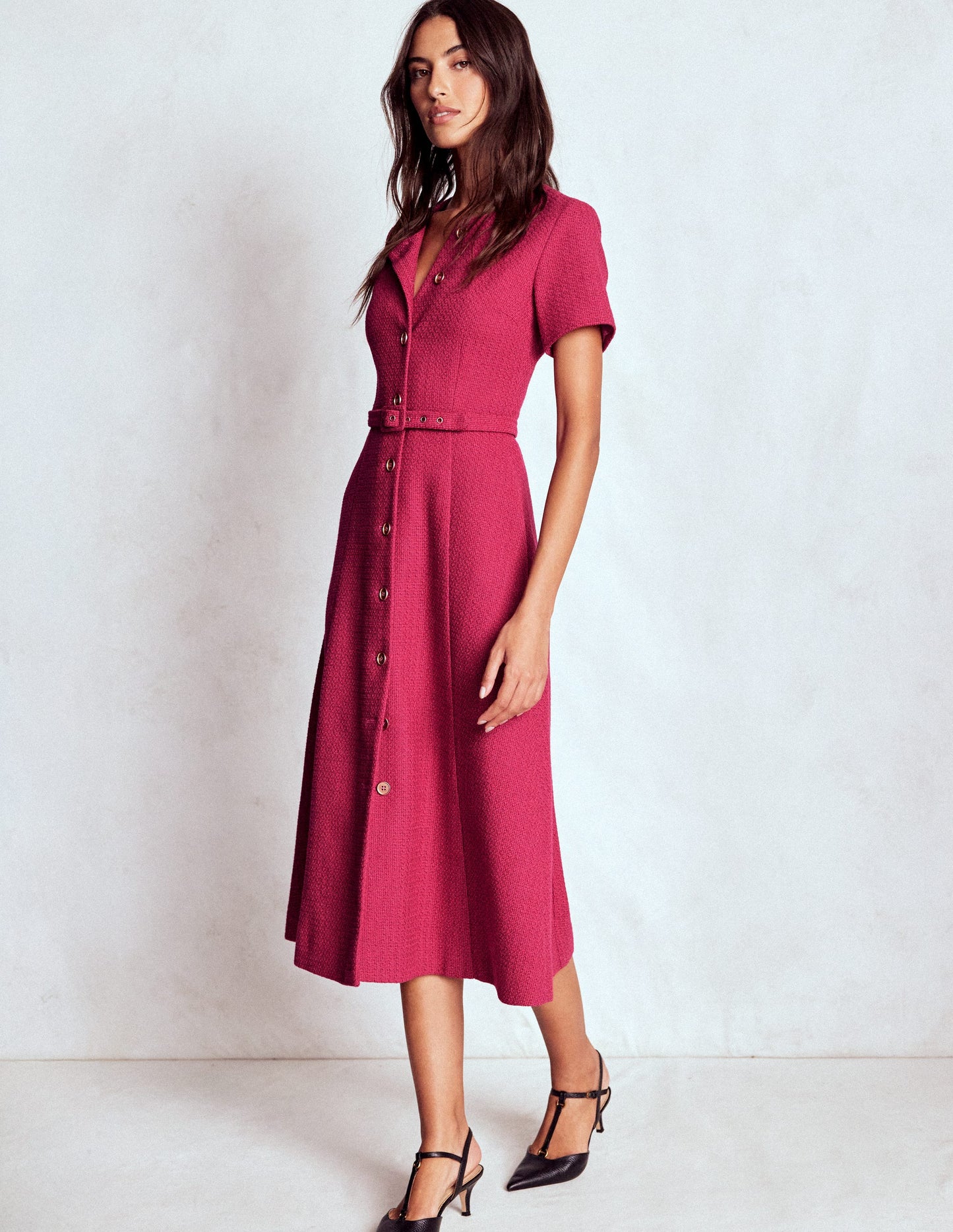 Charlotte Cotton Midi Dress-Bright Cherry