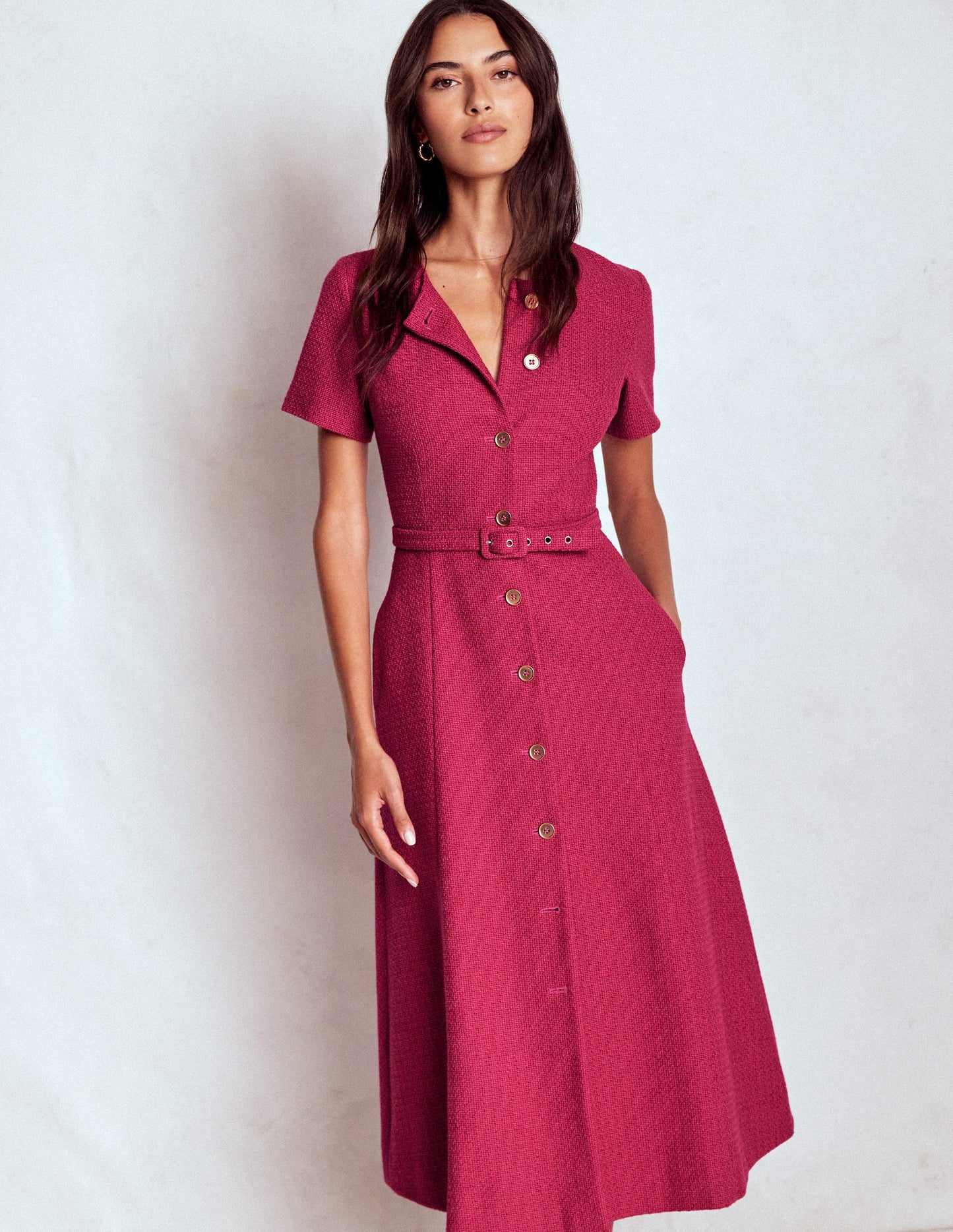 Charlotte Cotton Midi Dress-Bright Cherry