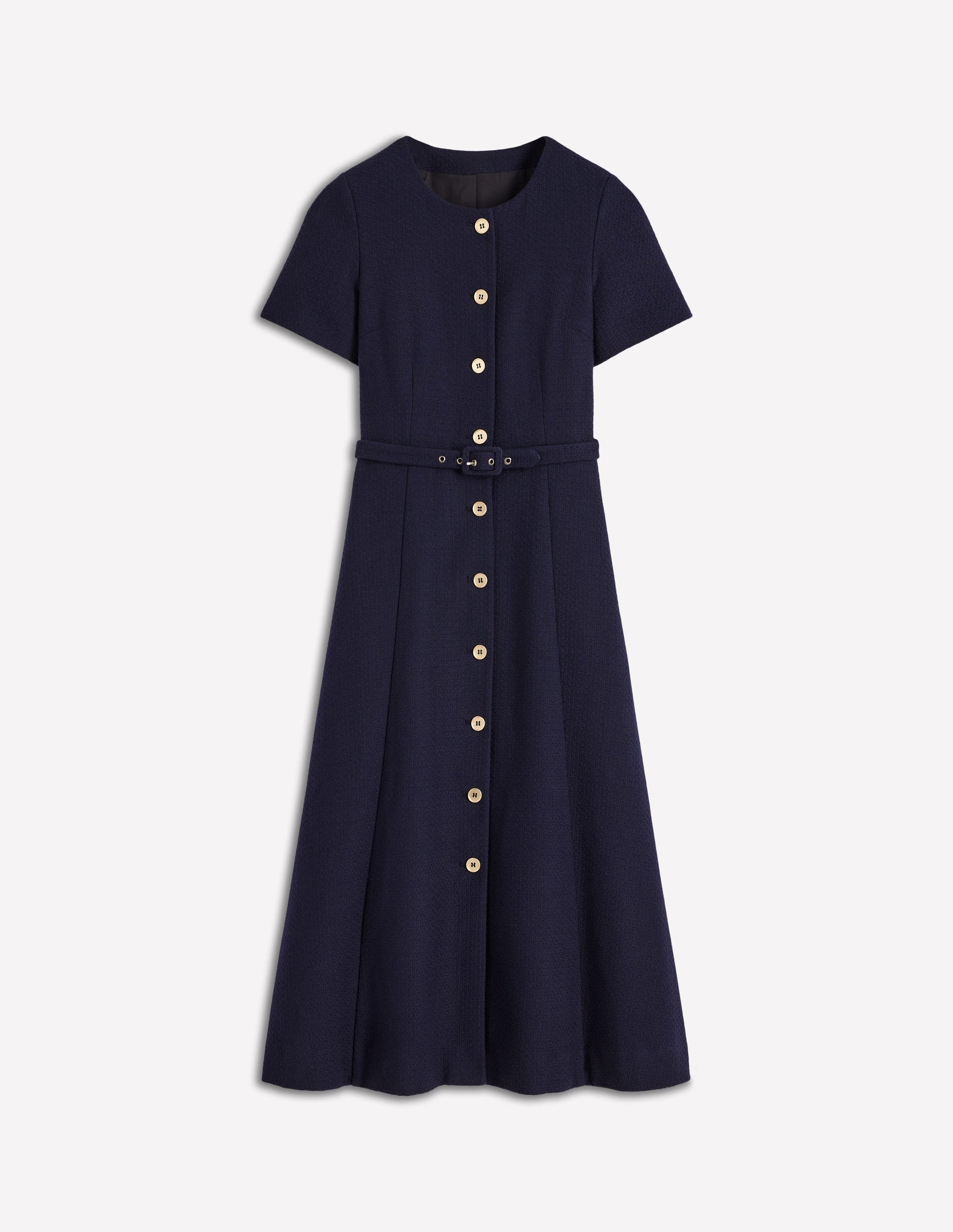 navy blue cotton midi dress Cotton Poplin Shirt Dress With Smocked Waist Navy Blue Midi Dress With Pockets Elegant Summer Sundress A Line Short Sleeve Casual Gown
