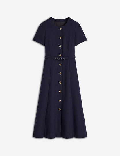 Charlotte Cotton Midi Dress-Navy-5