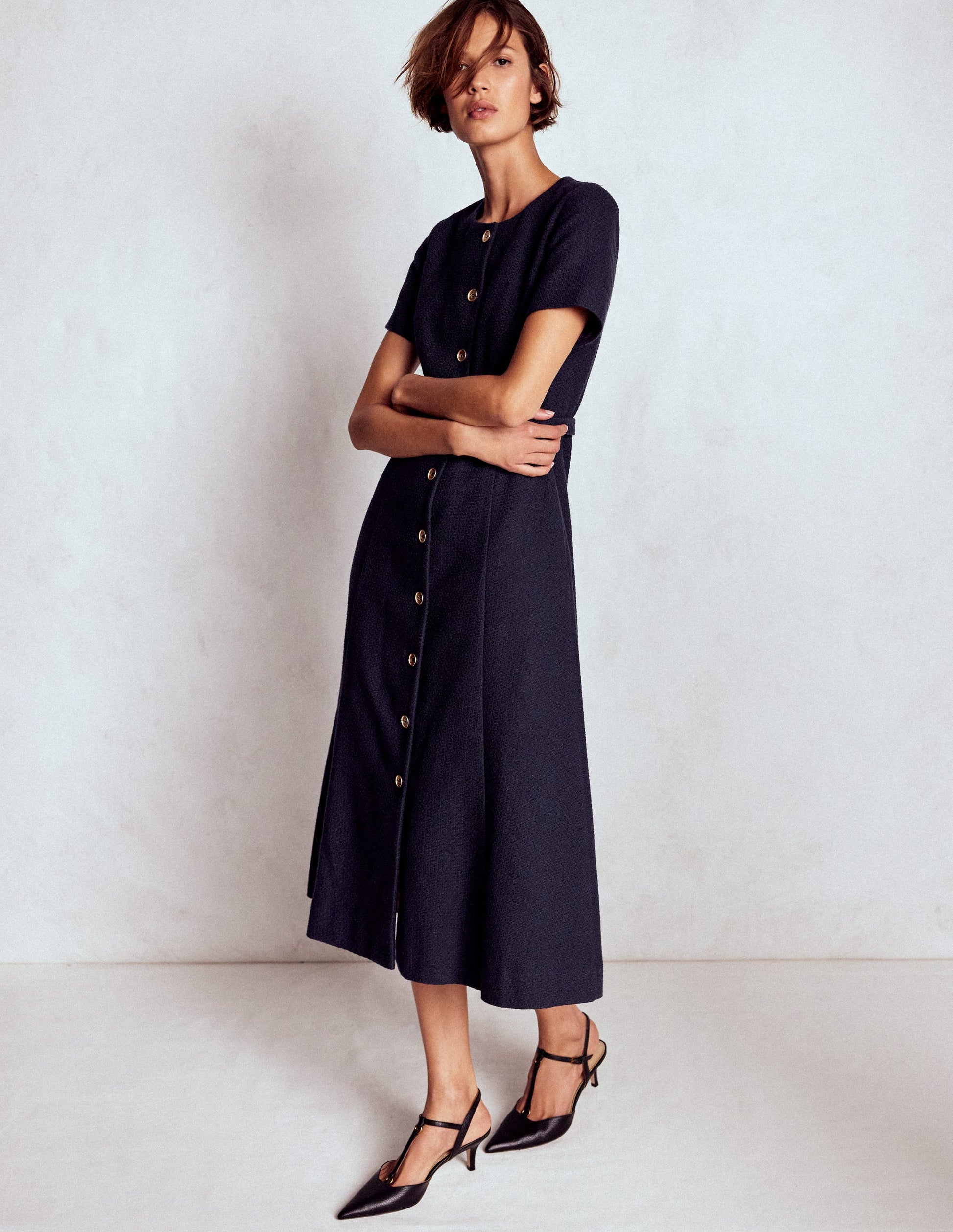 Boden Women's Charlotte Cotton Midi Dress in Blue | Size 14 Boden Women's Charlotte Cotton Midi Dress in Blue | Size 14